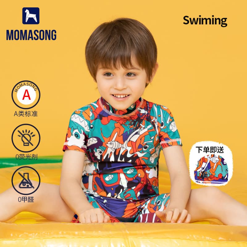 Momosong crianças meninos roupa de banho 2022 novo estilo de uma peça pequeno médio crianças meninos bebê treinamento pr