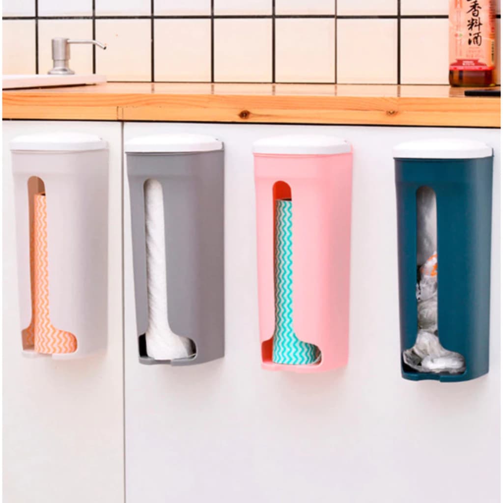 Suporte Sacola de Lixo Multiuso Dispenser Parede Puxa Saco Organização Cozinha