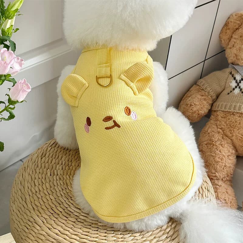Primavera verão novo estilo japonês coreano ins estilo Pet cão gato roupas Teddy Bichon Poodle tração Waffle colete