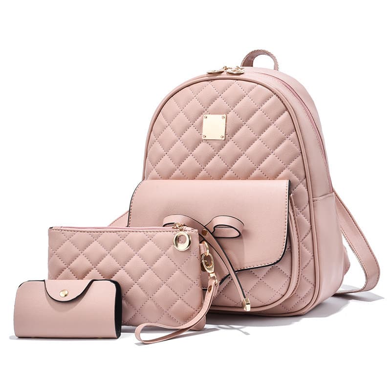 Bolsa feminina 2025 novo estilo arco mochila europeu americano na moda criança mãe diamante mochila conjunto de três peç