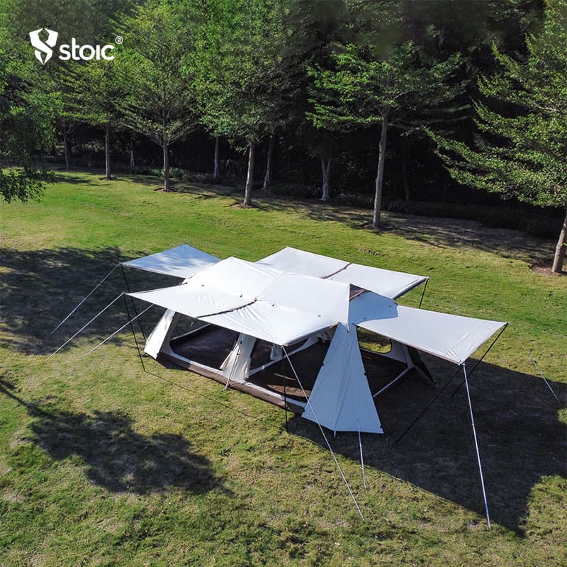 Tenda de vinil Stoic ao ar livre espessada duas quartos um salão de acampamento protetor solar automático à prova de chu