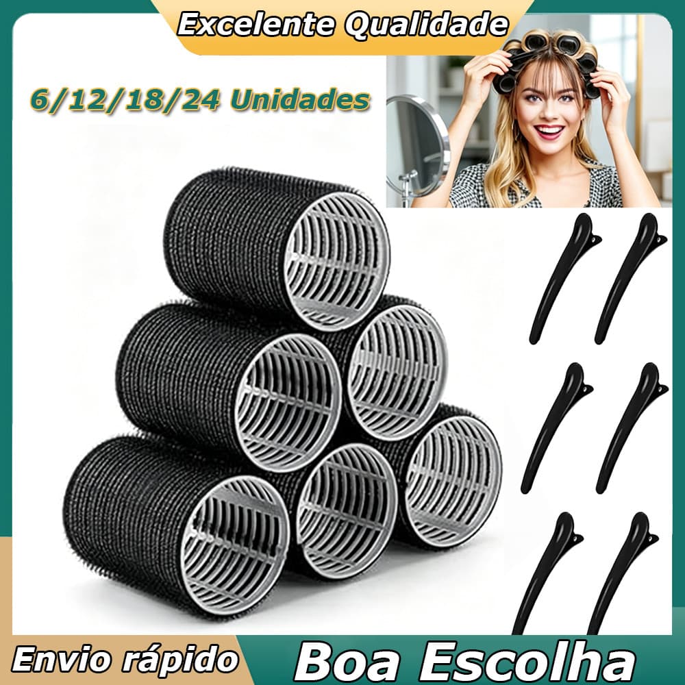 Bobes De Cabelo 6/12/18/24 PCS Rolos Autoadesivos Modeladores 6.2x4.4cm Para Cabelos Longos Franjas Curtas Com 6 Clipes