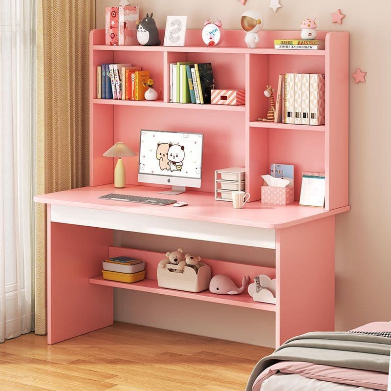 Escrivaninha de estudo para estudantes com estante e prateleira, mesa e cadeira de estudo integradas, mesa de escrita, m