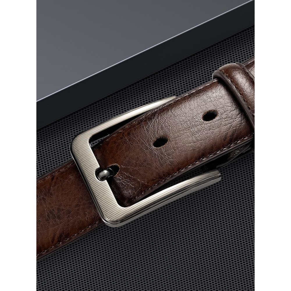 Hao cinto masculino moda Casual All-Match couro genuíno negócios High-End simples jovens pino fivela cinto