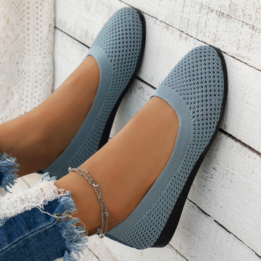 Bailarinas apartamentos comércio exterior Casual respirável sapatos de pano de malha sola macia confortável trabalho sol