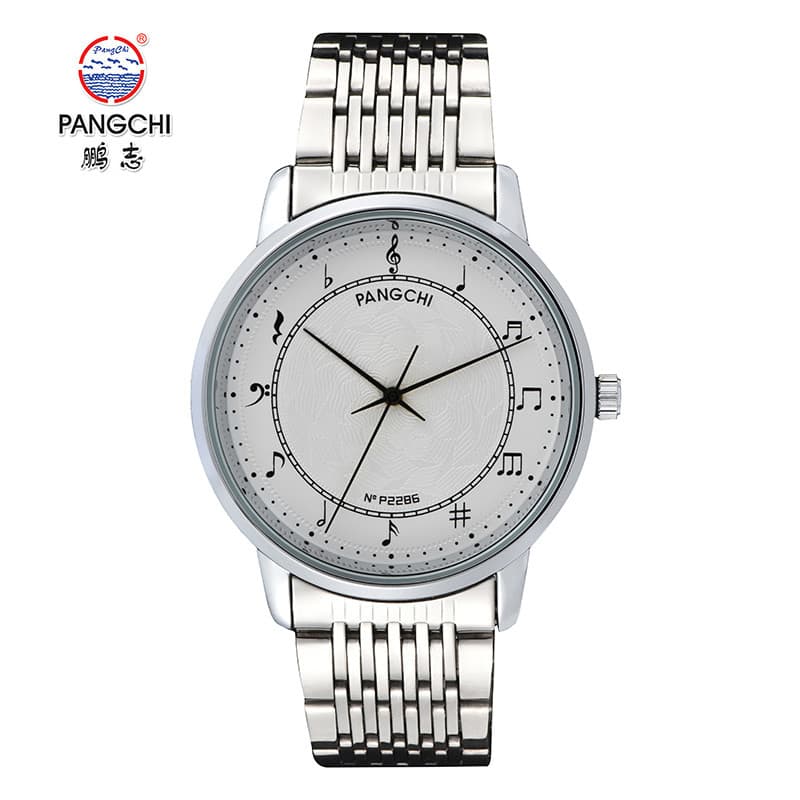 Pengzhi relógio novo estilo de negócios Casual relógio masculino casal literário nota única quartzo pulseira aço senhora