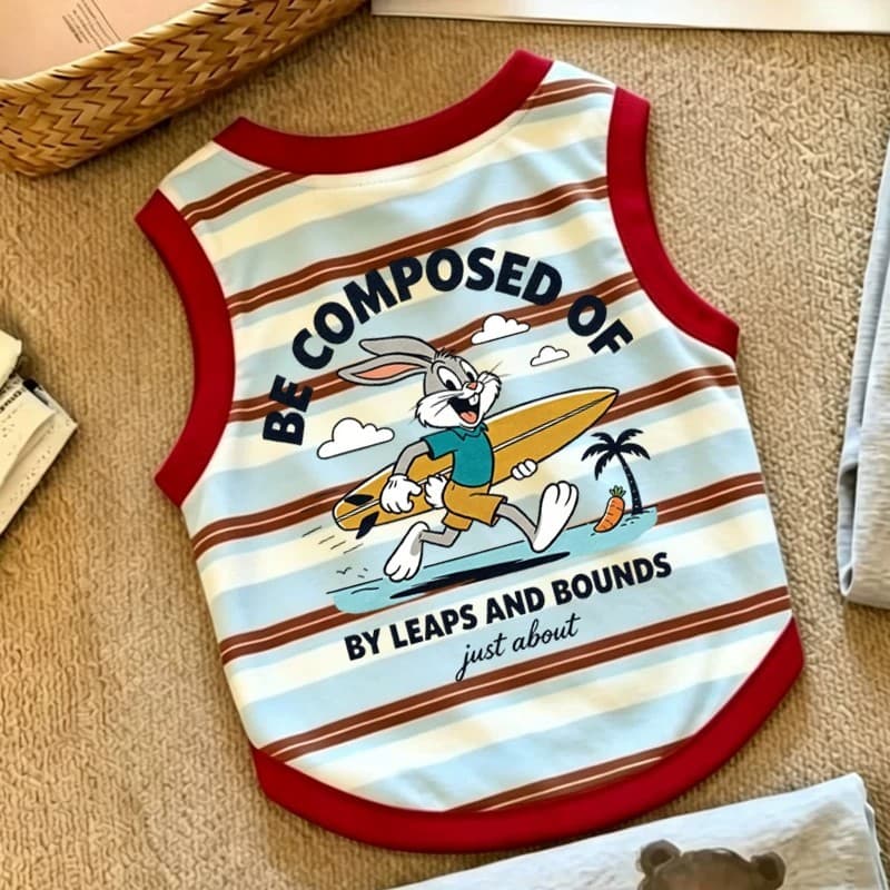 Retro listrado dos desenhos animados coelho estilo fino Pet gato roupas para cães impresso colete primavera Schrena