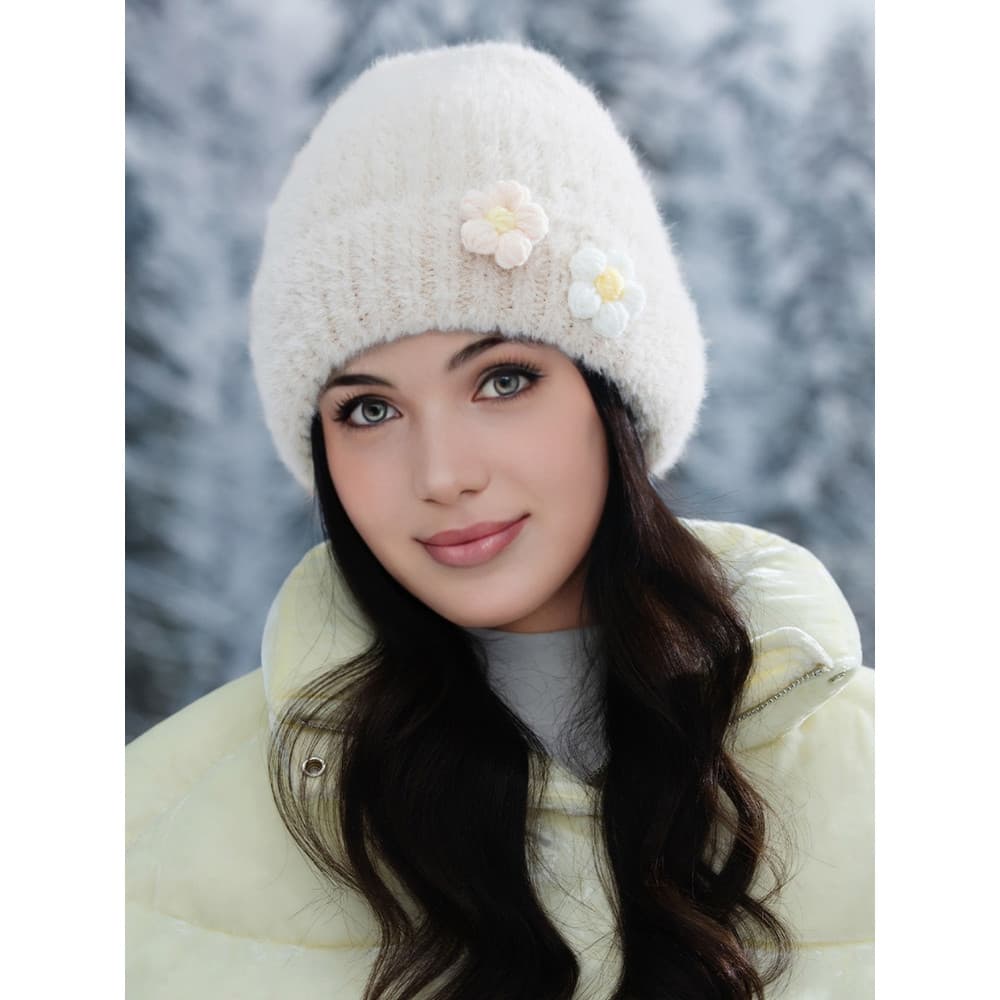 Outono inverno novo estilo doce duas flores chapéu de lã feminino bonito chapéu de malha mostrando rosto pequeno quente