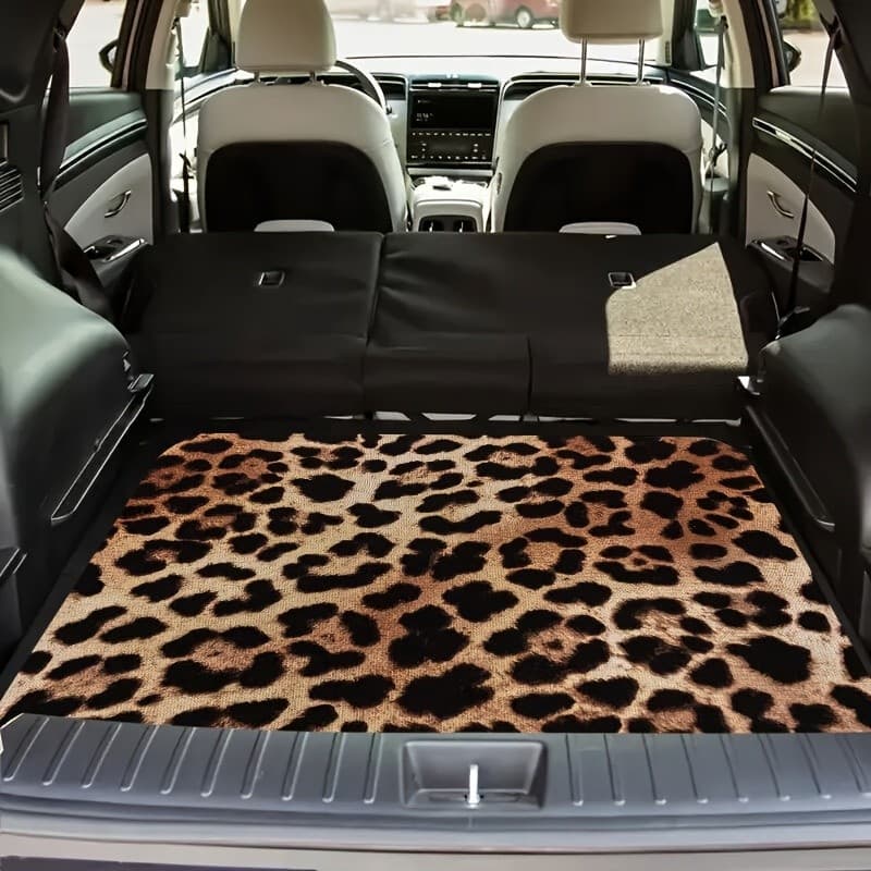 Tapete de porta-malas de carro durável, tapete traseiro com estampa de leopardo, tapete interno de veículo, adequado par