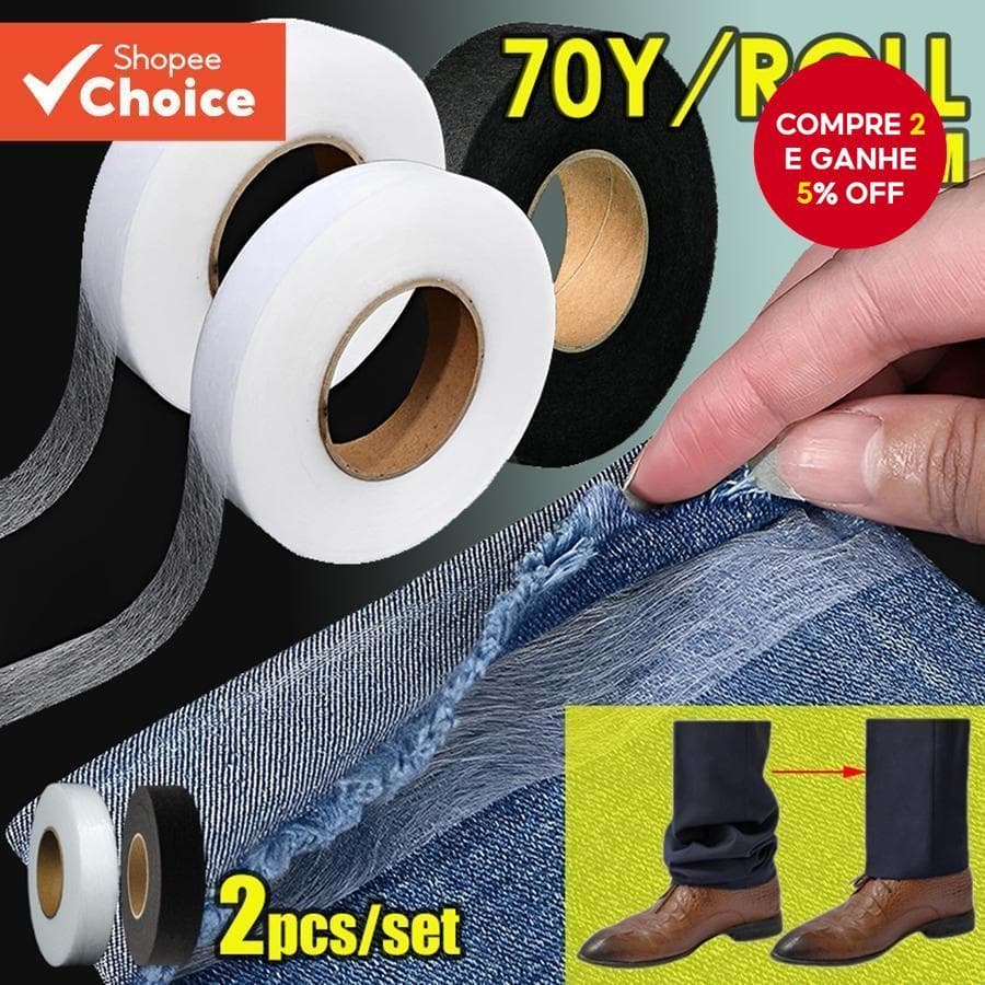 Conjunto Único De Folha De Fusão De Tecido Com 2 Rolos , Branco E Preto , Comprimento De 64 M , Entretela Dupla Face Par