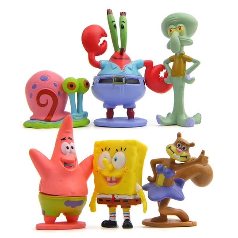 6pcs Mini Figuras de Bob Esponja e Amigos 5QMF