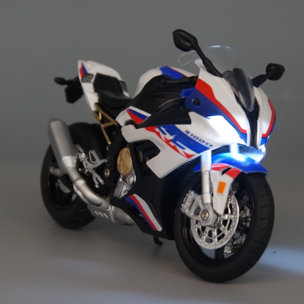 1 : 12 Diecast Motorcycle Model Toy BMW S1000RR Réplica Em Miniatura Com Som E Luzes