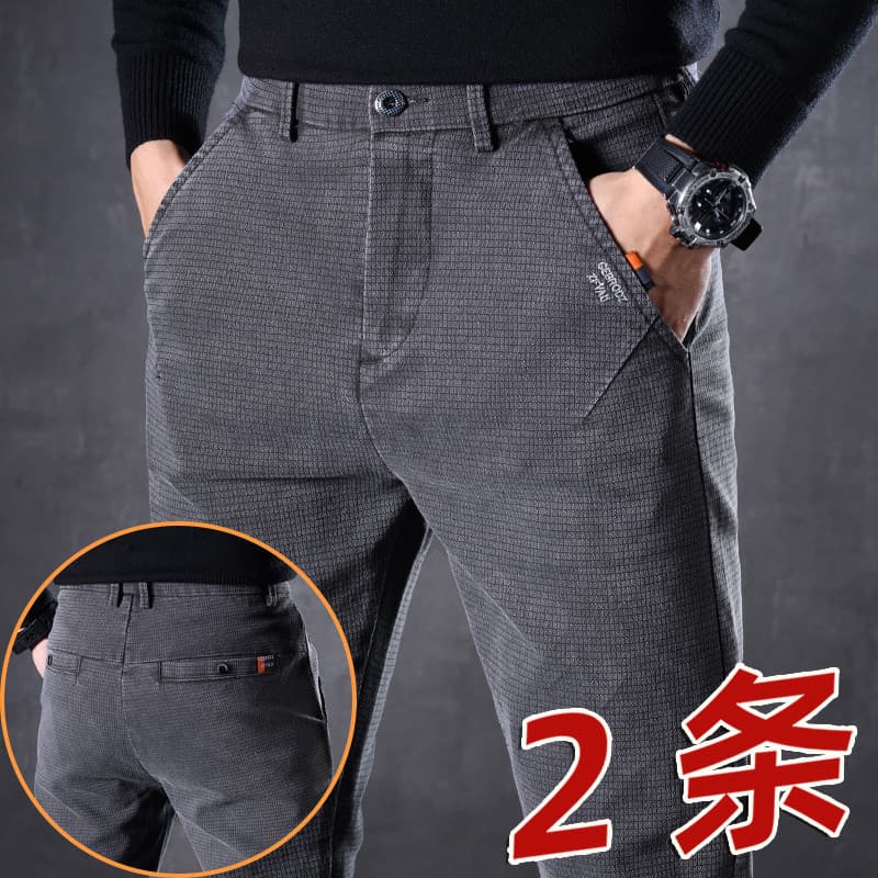 Calças masculinas retas soltas primavera Jeans outono inverno estilo 2025 novo estilo Waffle estiramento calças casuais