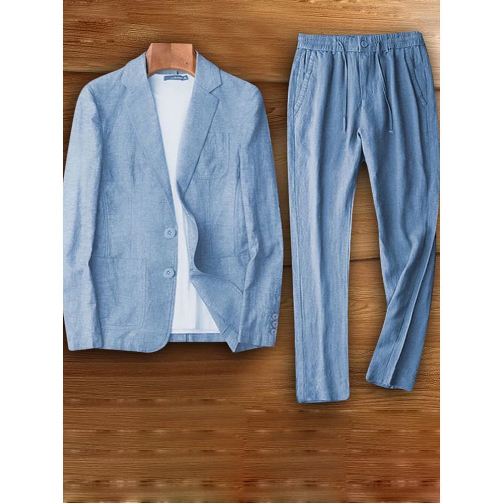 High-End terno de linho puro terno masculino Casual solto primavera outono verão estilo fino terno masculino de linho co