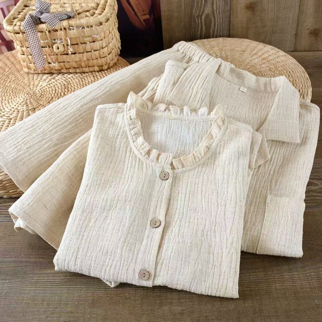 Homens verão algodão linho pijamas feminino Shorts de manga curta casa Casual dormitório High-End cor sólida estilo fino