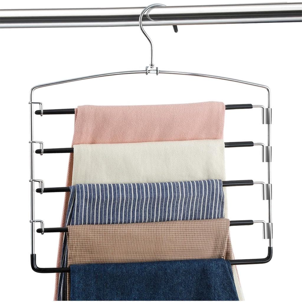 Cabides para Calças FeeraHozer Antiderrapantes, Pacote com 3, Cabides Economizadores de Espaço, Cabide para Calças com B