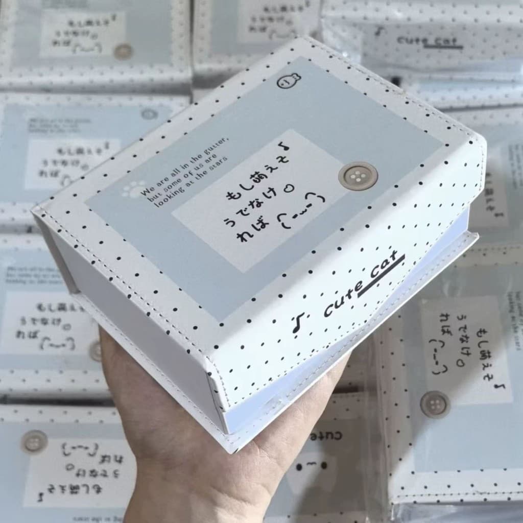Xiaohongshu mesmo estilo bolinhas gatinho caixa de cartão simples de alto valor Anti-poeira pequeno cartão de papelaria