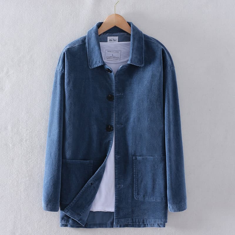 Sabaqi outono na moda masculina de comprimento médio veludo blusão solto topo masculino Casual lapela jaqueta