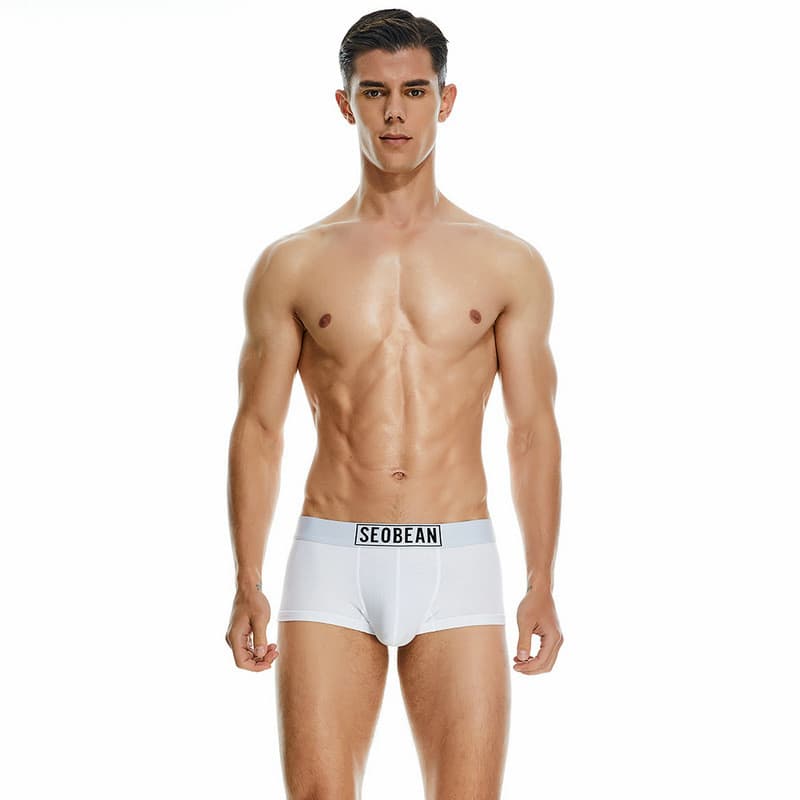 SEOBEAN SEOBEAN Cueca Boxer masculina de algodão com cintura baixa