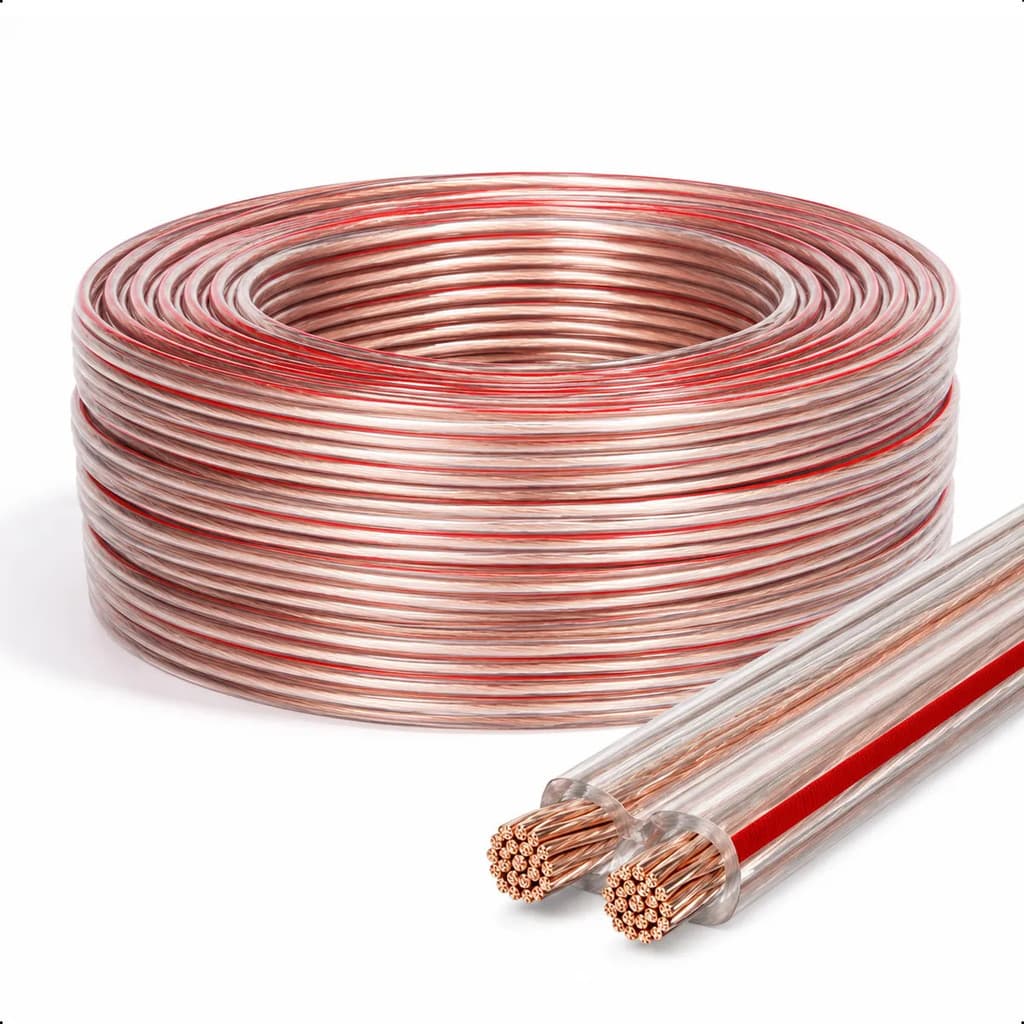 Cabo Fio Rolo paralelo 100 Metros 2 vias 2x1 em Pvc cobre Para Instalação Som Automotivo CRk Cristal