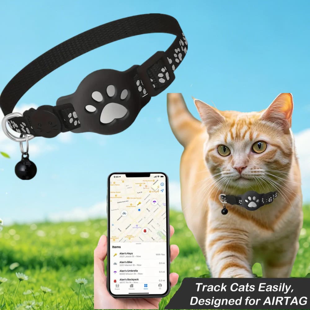 Rastreador de Gatos Coleira GPS Localizador Pet Sem Chip Sem Mensalidade Anti-perda Find My