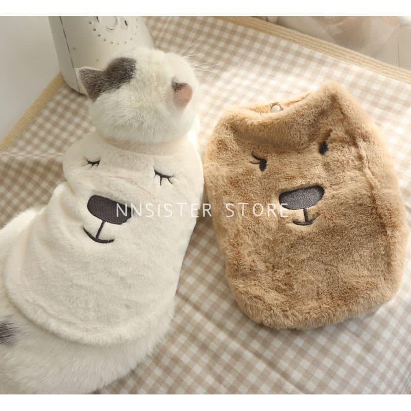 Roupas para gatos de estimação inverno quente colete coreano ins colete de pelúcia inglês curto azul gato Muppets gato r