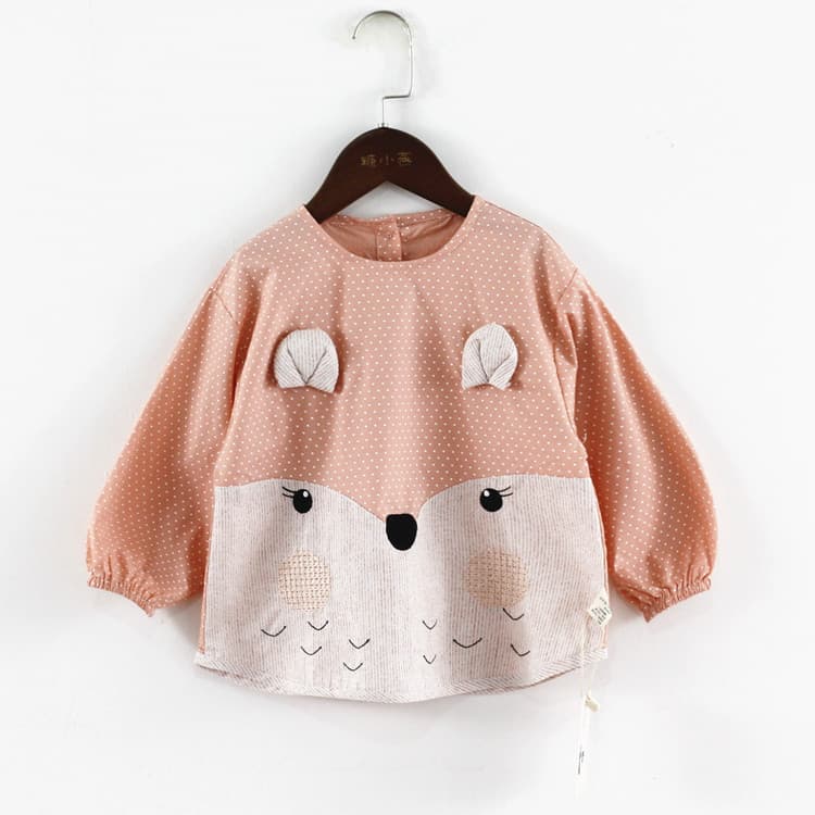Feminino bebê macacão crianças reverso vestir puro algodão bebê comer roupas bonito princesa avental à prova dwaterproof