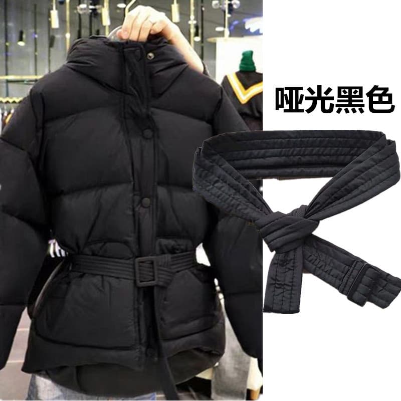 Novo estilo YU jaqueta de lã cinto preto fosco 4cm de largura jaqueta de algodão fosco atado amarrado inverno cintura es