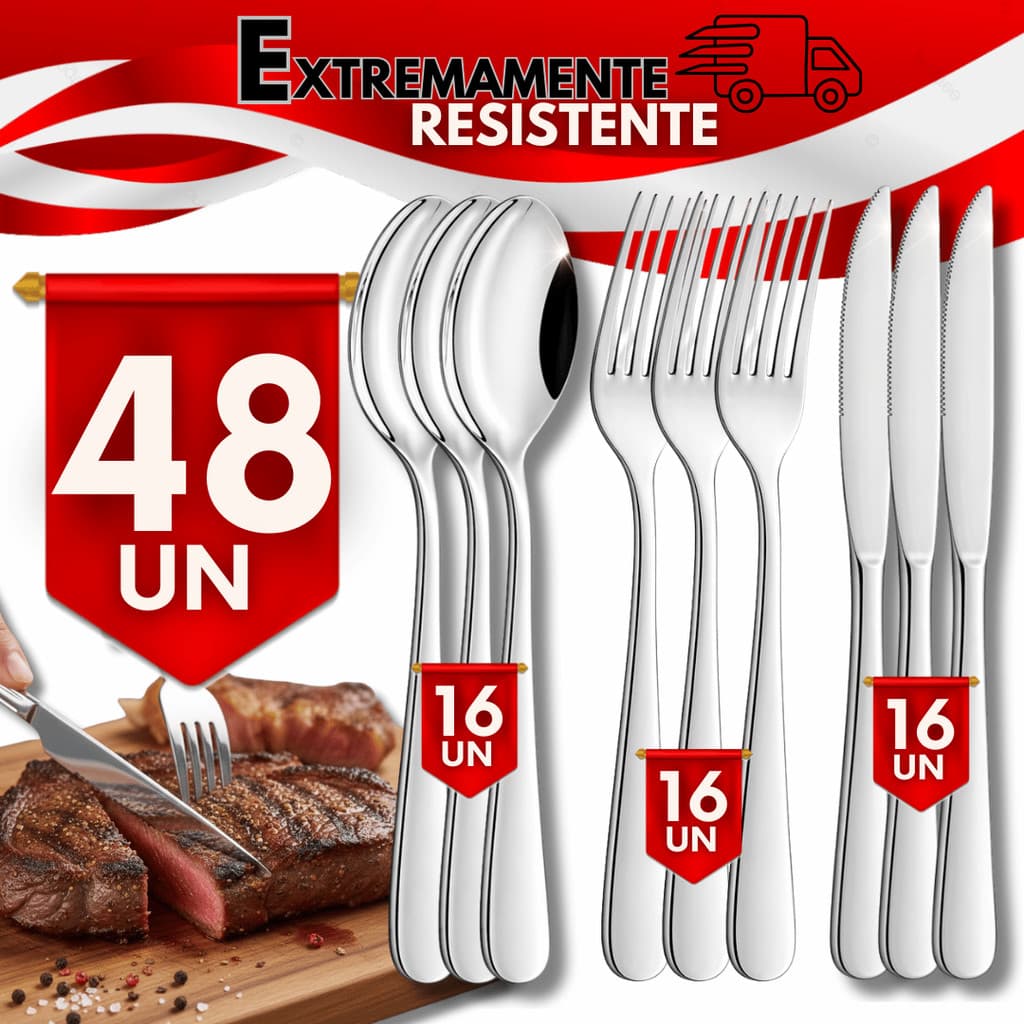 Conjunto Colher Garfo E Facas Aço Inox Casa Cozinha Restaurante Buffet Talheres Qualidades Garantida
