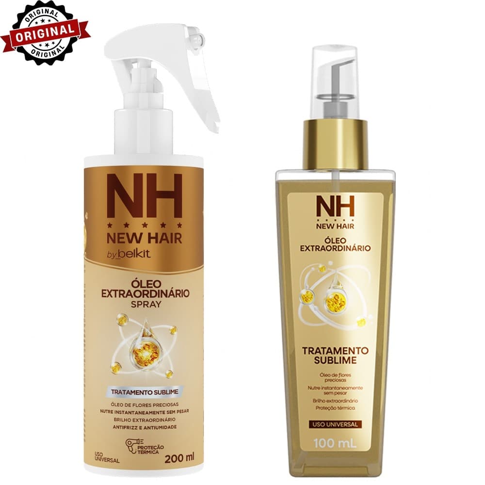 Óleo extraordinário New Hair 100ml + Spray Óleo Extraordinário 200ml Proteção térmica