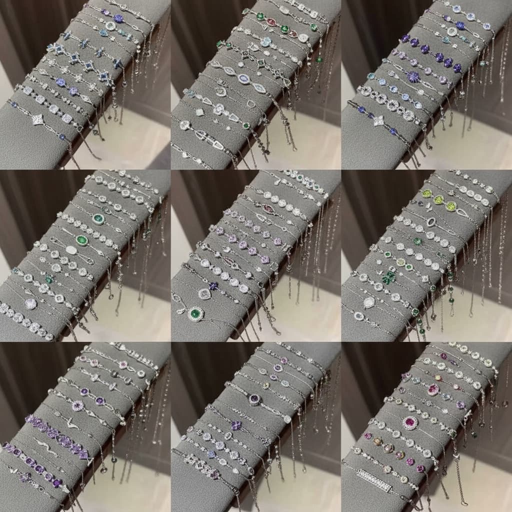 Pulseira geométrica de zircônia, pulseira de luxo leve, transfronteiriça, Super piscante, pulseira feminina, livro verme
