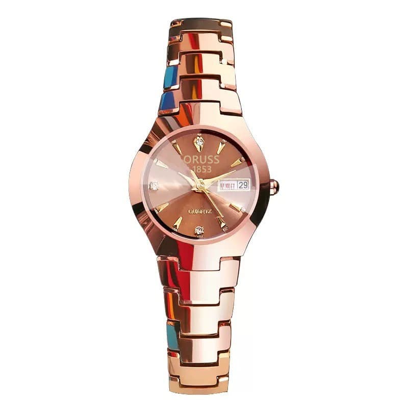 Relógio de movimento de quartzo totalmente automático tendência da moda feminina à prova d'água luminosa pulseira de aço