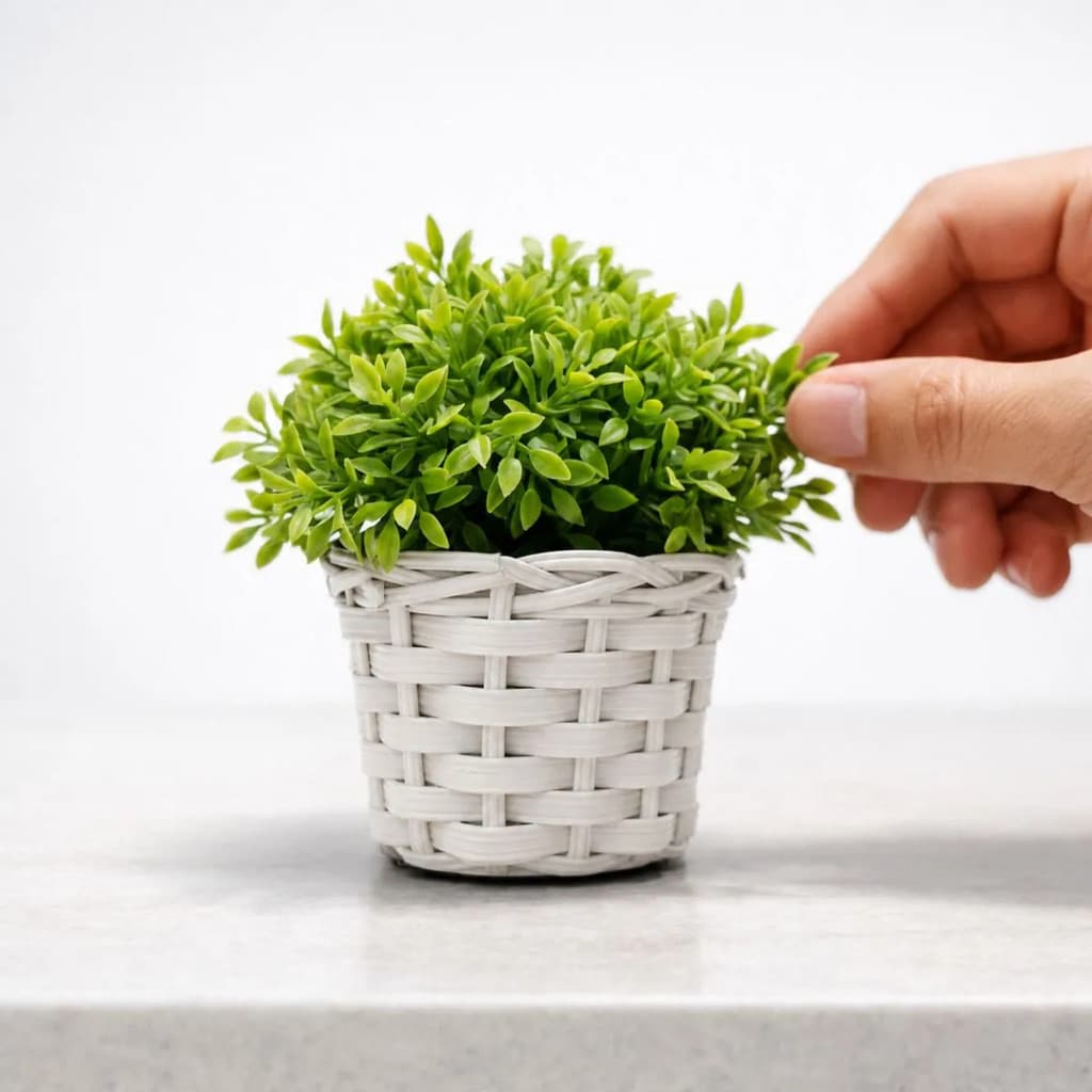 Vaso Decorativo Trançado Planta Artificial Sala Pequeno