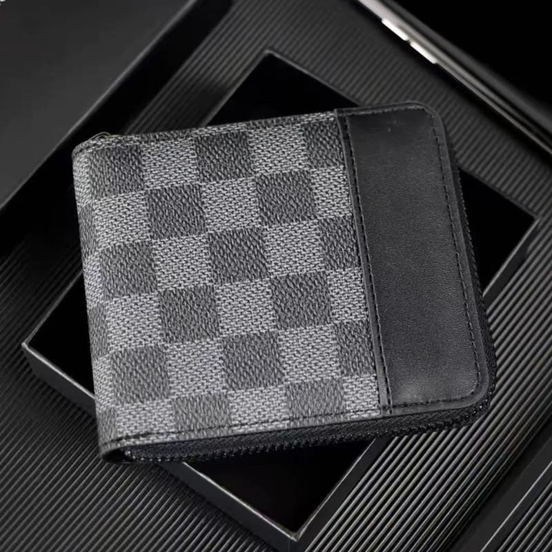 carteira masculina com ziper carteira masculina Nova carteira masculina curta Multi-função zíper pequena carteira titula