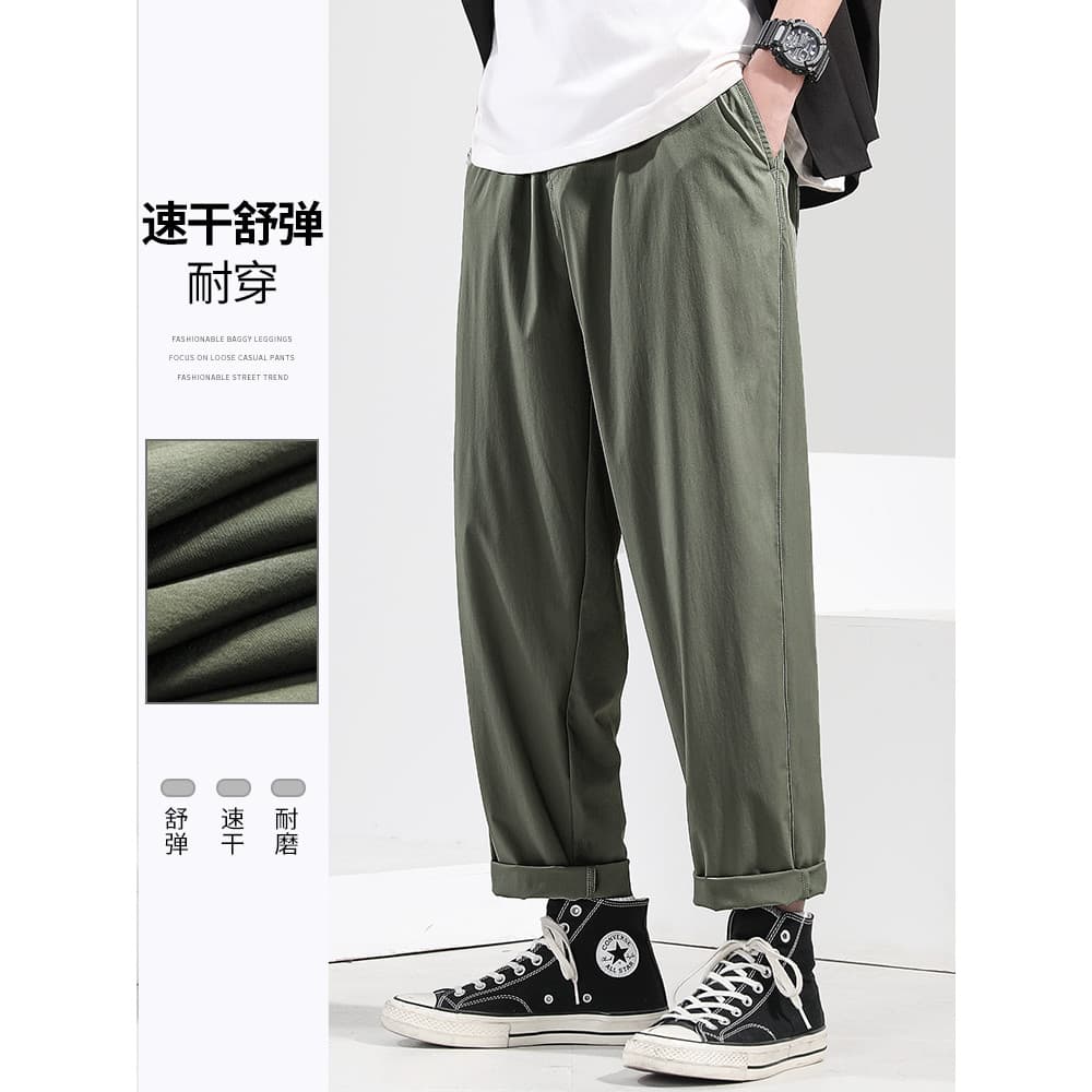 Calças de primavera masculinas estilo fino em linha reta solta tamanho grande calças casuais 2026 homens Plus size espor