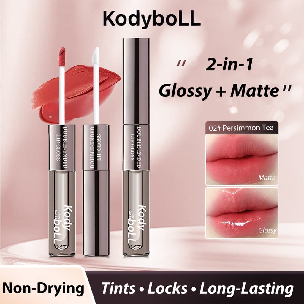 KodyboLL Multi-Purpose Dual End Lip Tint Não-Secagem Matte Batom Mirror Shine Gloss Co