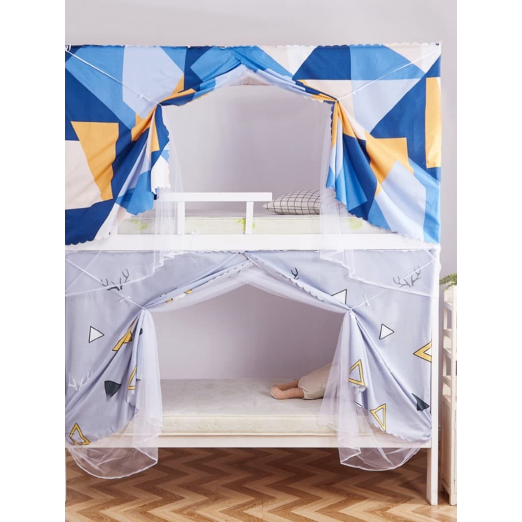 Cortina de cama integrada dormitório estudantil mosquiteiro Blackout cortina superior beliche suporte inferior beliche u