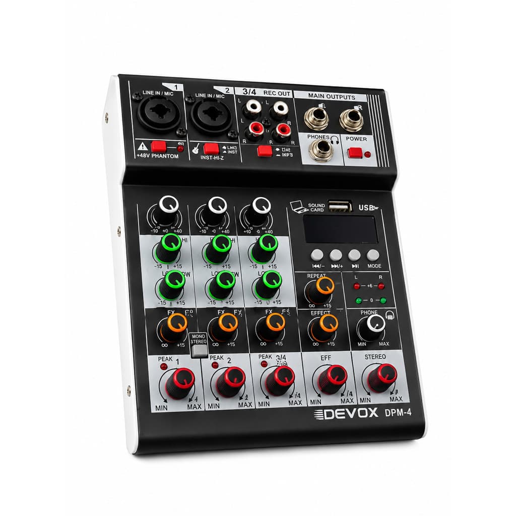 Mesa de Som 4 Canais Devox DPM-4 USB Bluetooth