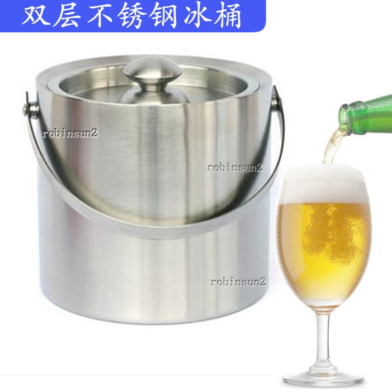 Balde de gelo de aço inoxidável, balde de isolamento doméstico, cubo de gelo, geladeira, balde de champanhe europeu, KTV