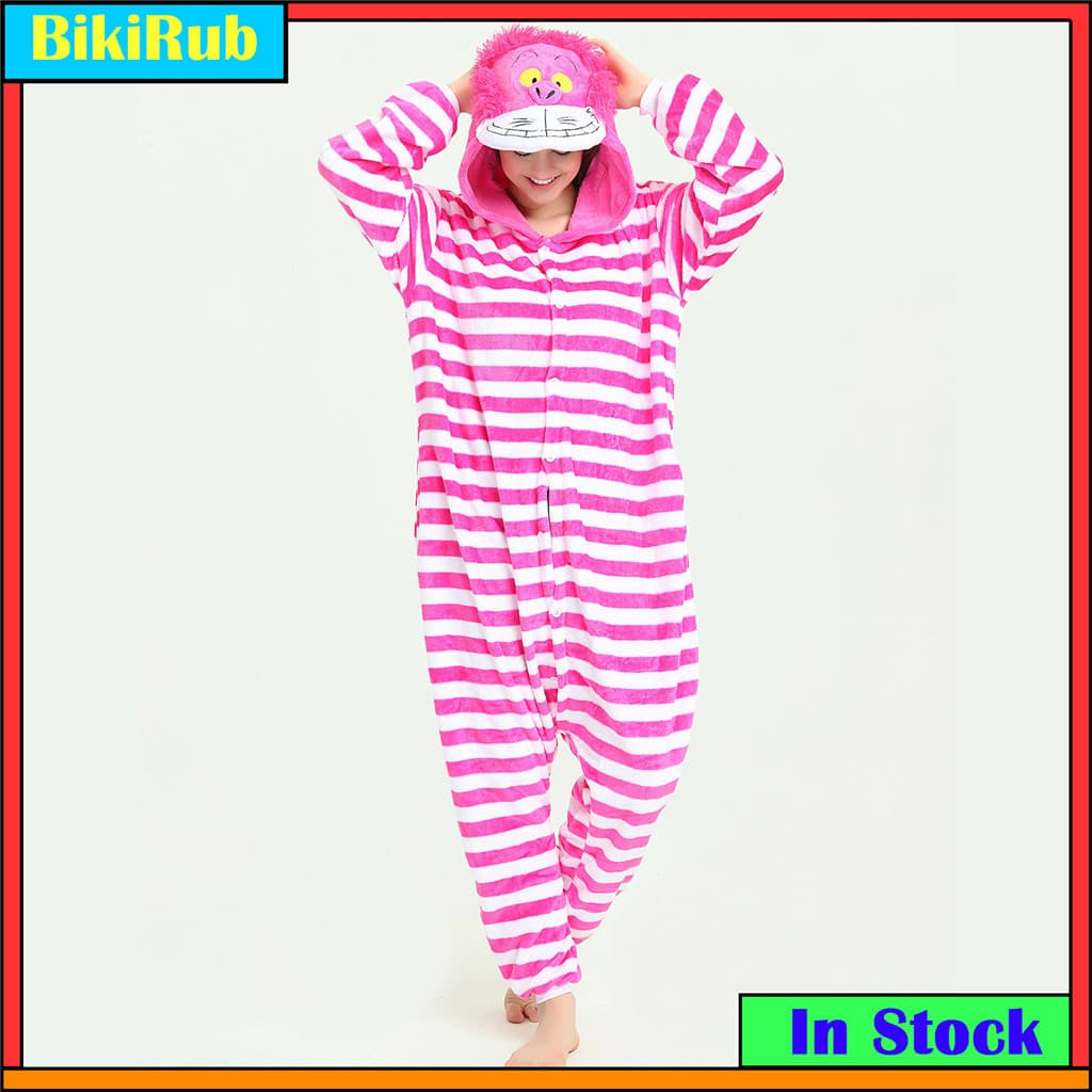 Natal Kigurumi Adulto Cheshire Gato Traje Macacão De Pelúcia Pijama Fofo Capuz Flanela Macia Festa De Halloween Cosplay