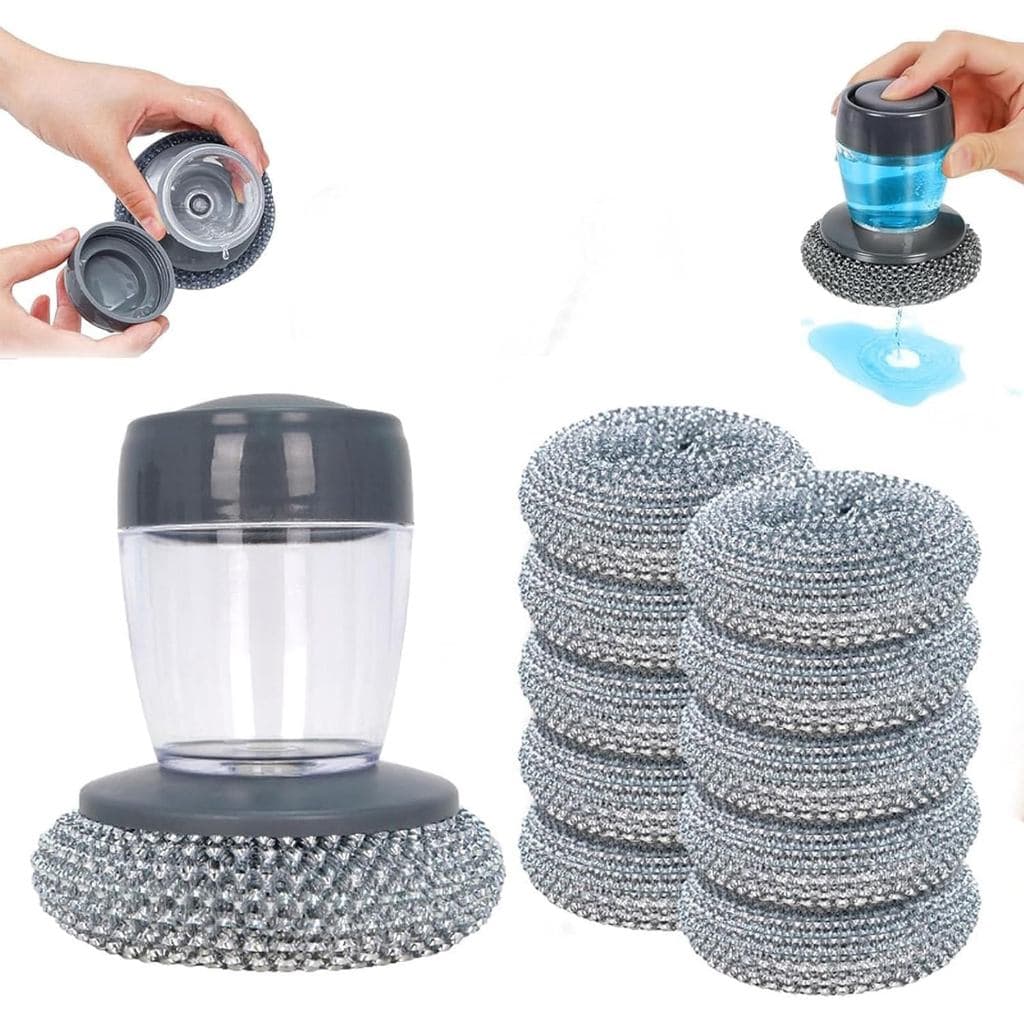 Escova de Limpeza para Cozinha com Dispensador de Sabão e Cabo Confortável, Escova de Limpeza para Cozinha com Dispensad