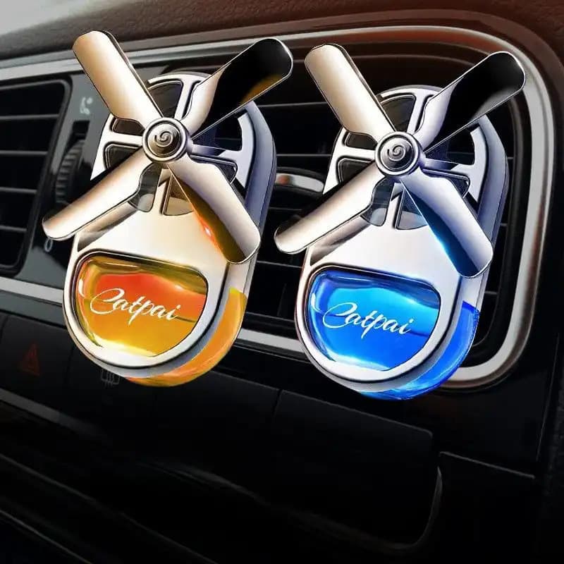 Difusor de Aromas para Saída de Ar do Carro, com Luz LED e Design de Moinho de Vento de Quatro Hélices, Decoração Automo