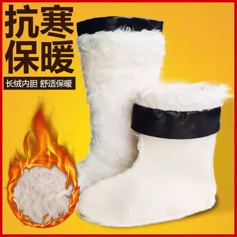 Botas de chuva meio alto tubo forro de cabelo longo forro meias inverno anticongelante botas de chuva quentes forro sapa