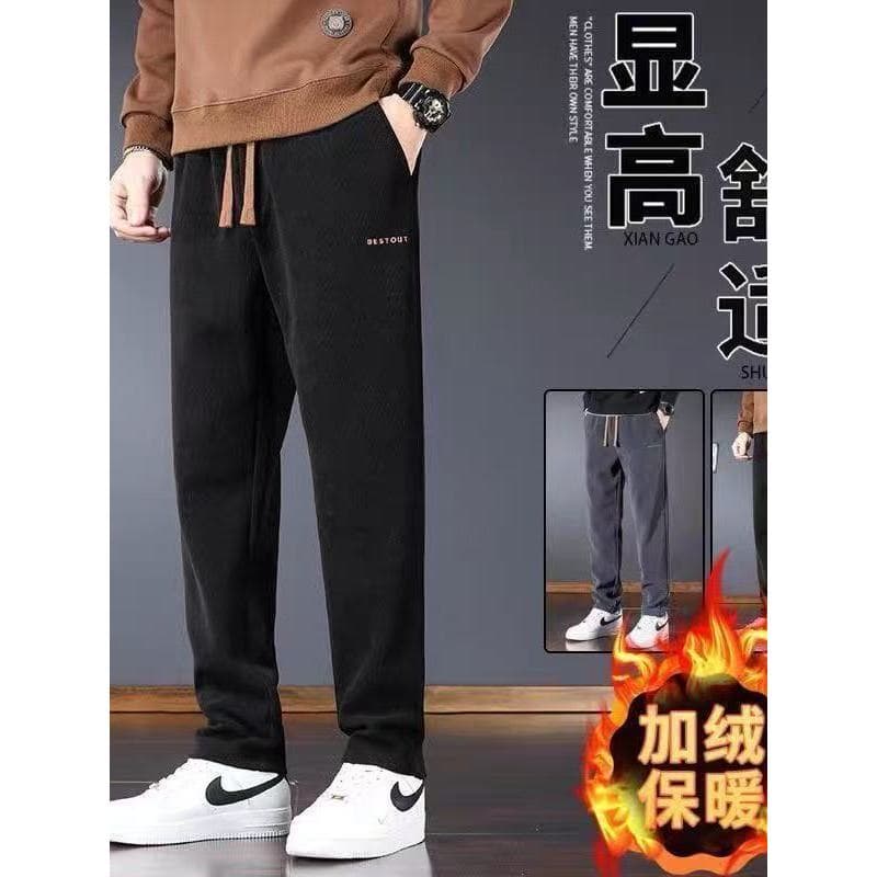 Pedidos de exportação de comércio exterior!W inverno forro de lã engrossado calças casuais masculino quente outono inver