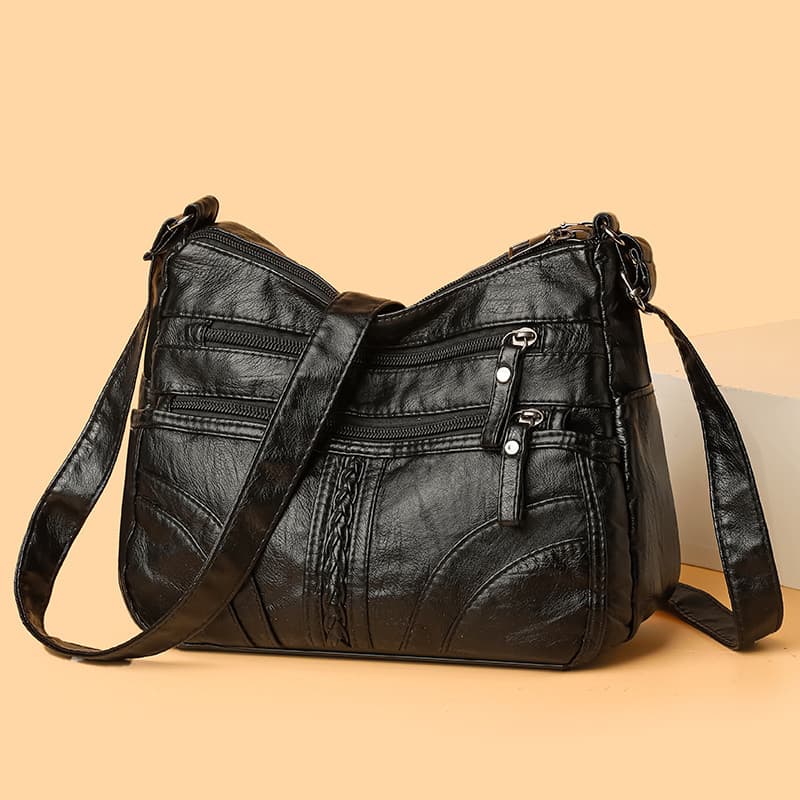Luo Bo coelho bolsa feminina 2026 novo estilo saco do mensageiro lavado couro macio All-Match bolsa de ombro grande capa
