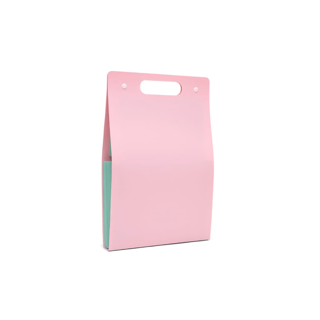 Pasta Sanfonada Vertical A4 Alça 12 Div Polibras Cor rOSA