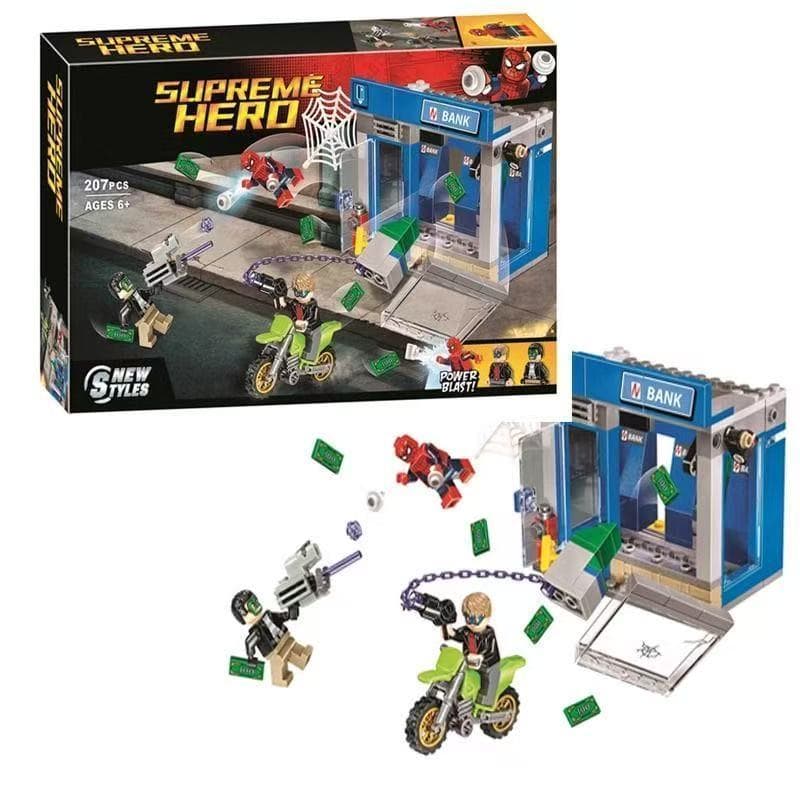 Conjunto de brinquedos de bloco de construção de cidade de proteção de herói aranha montado à mão compatível com Lego pr