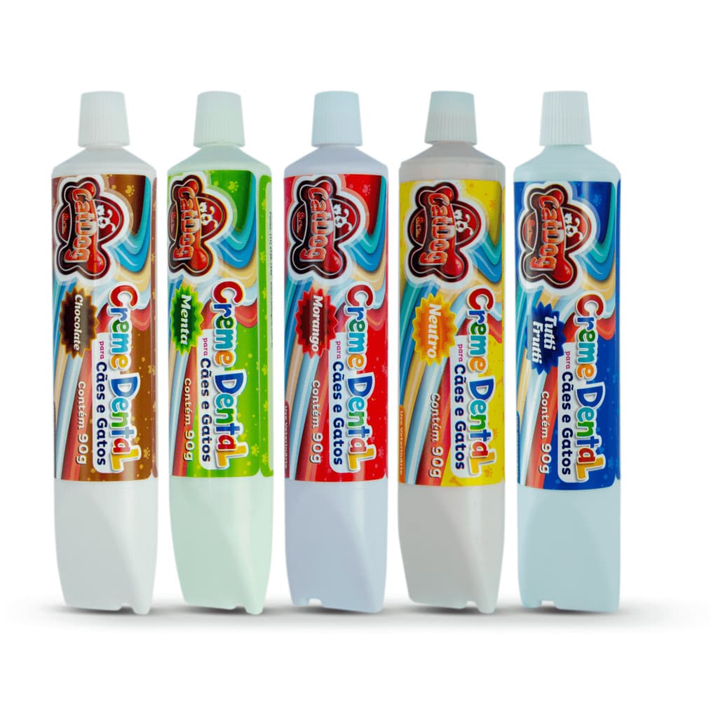 Pasta de Dente Pet 90g Para Cães e Gatos Higiene Bucal CatDog Remove Mau Hálito e Tártaro