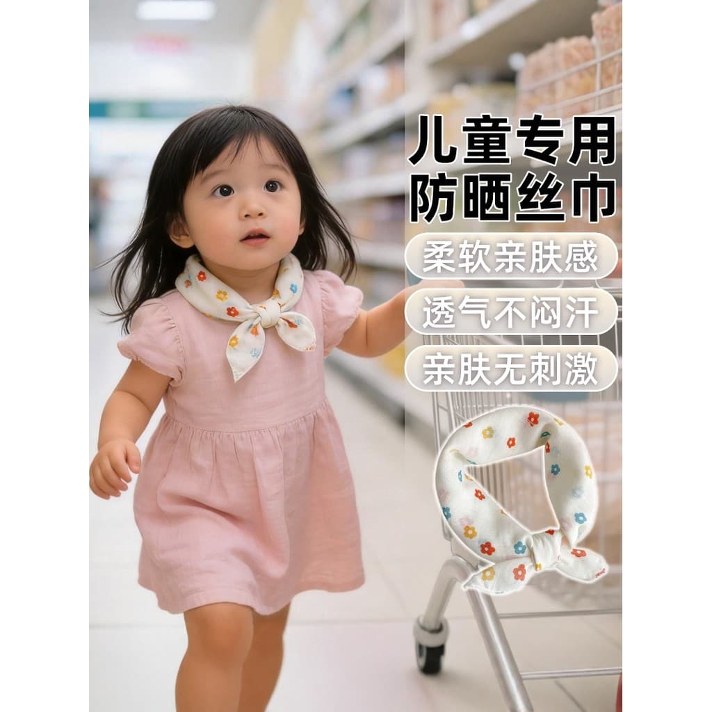 2026 estilo fino versão coreana novo estilo cachecol infantil dos desenhos animados triângulo cachecol bebê protetor sol