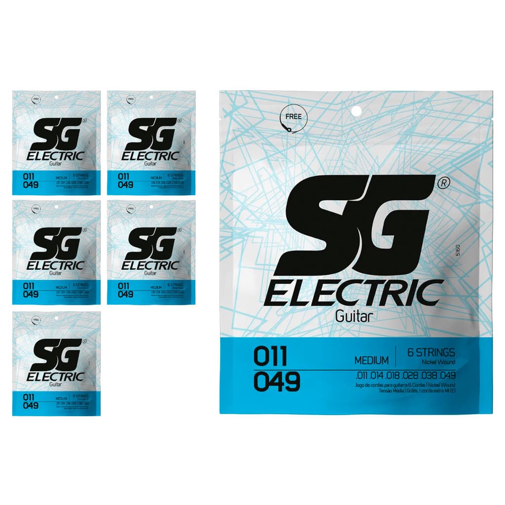 Kit 6 Encordoamento P/Guitarra 011  Média SG
